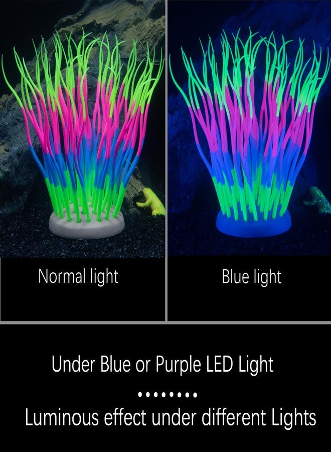LPFLASAT Fish Tank Decorations Fluorescent Rainbow Anemone Aquarium Decor Aquatic Plants Betta Fish Tank Decor Silicone Ornament Glowing Effect for Fish Tank Landscape Decoration, for Halloween(Y) - Image 3